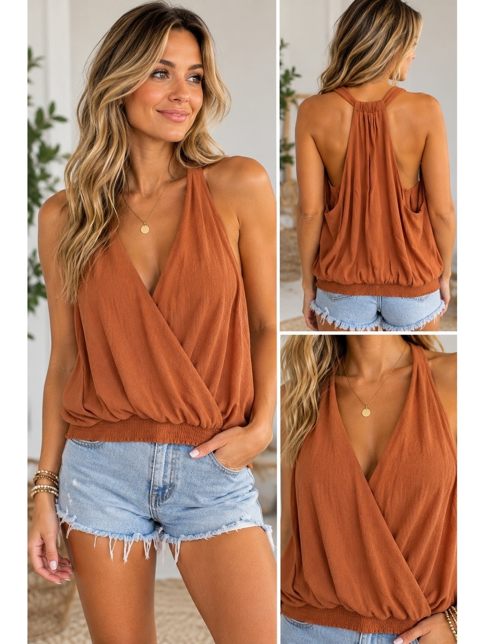 Free People Drapey Dreams Tunic Top - Burnt Orange